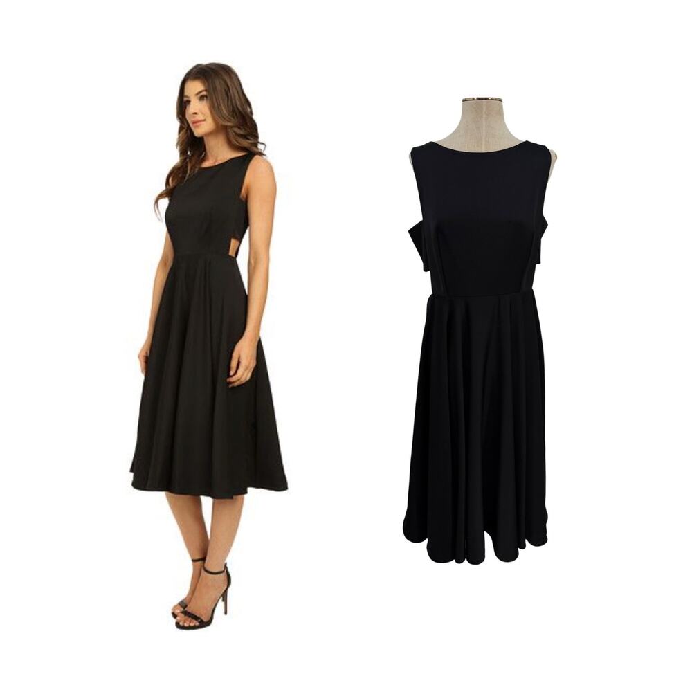 Ted Baker Lyxa Cutout Fit & Flare Midi Dress Black Sleeveless Size 4 US 10